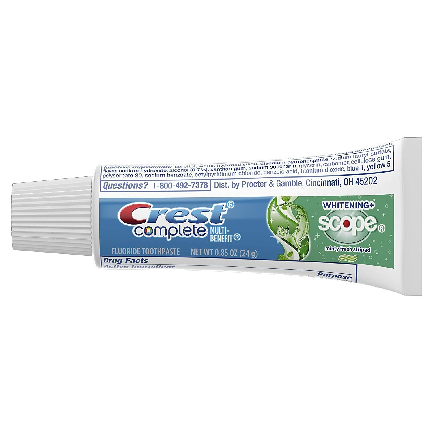 Crest Complete Whitening Scope Minty Toothpaste, Travel Size 0.85 Oz, (24g)